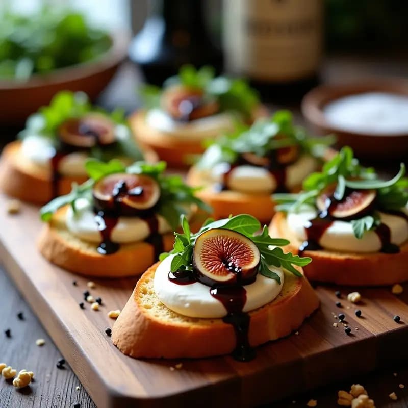 Bruschetta de Higuitos y Queso Buratta con Reducción de Módica: Aperitivo Italiano Gourmet