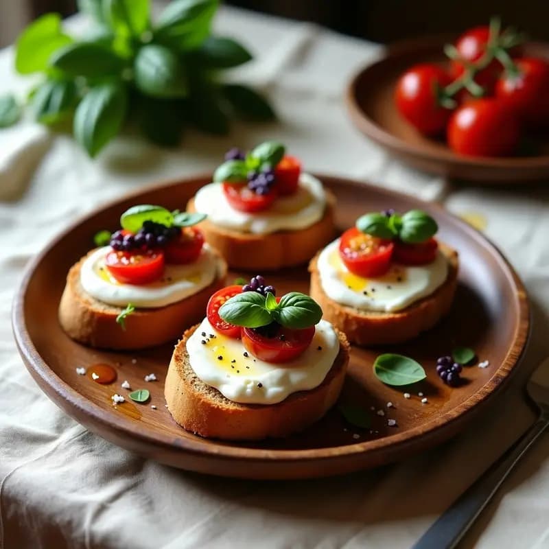 Bruschetta de Tomate Seco y Burrata de Anacardos: Entrante Italiano Vegano y Sin Lactosa