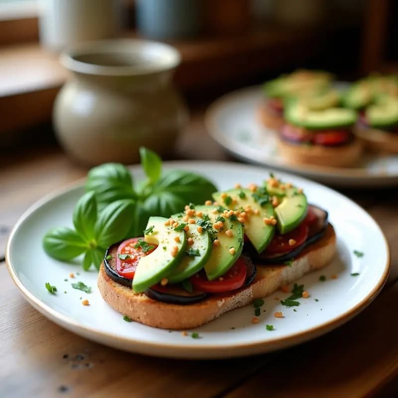 Bruschettas de Aguacate y Caviar de Berenjena: Entrante Italiano Vegano y Elegante