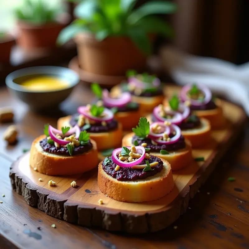 Bruschettas de Higado de Berenjena y mostaza de Dijon: Aperitivo Francés Gourmet en 15 Minutos