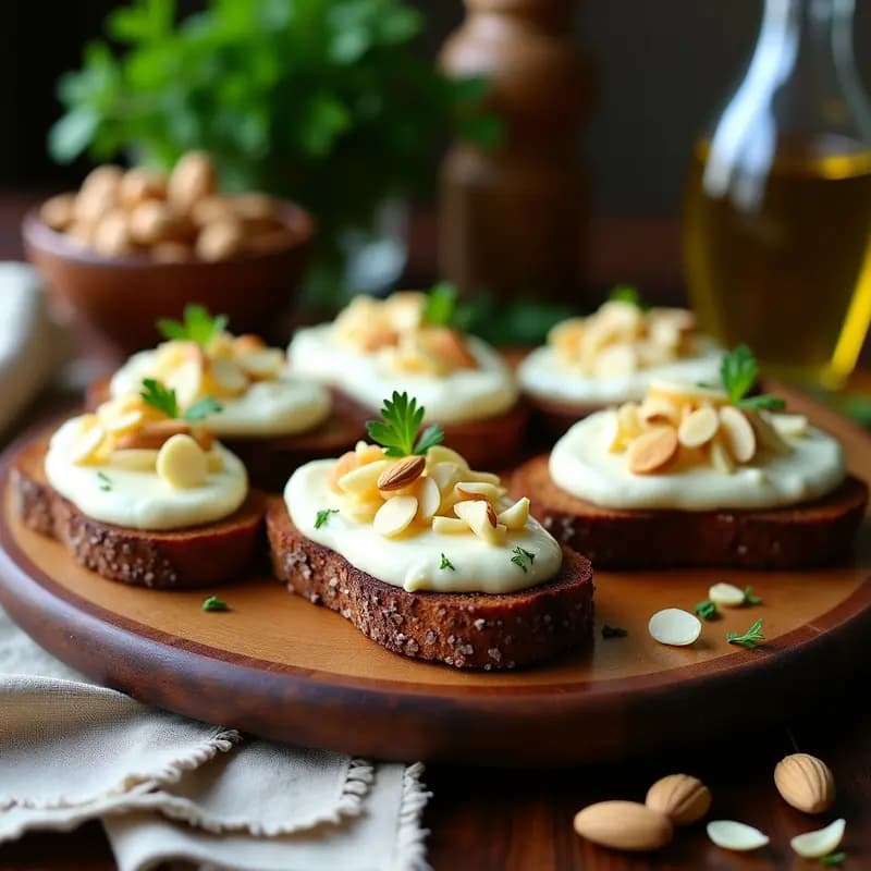 Bruschettas de Pan de Centeno con Crema de Espárragos Blancos: Receta Italiana Sin Lactosa