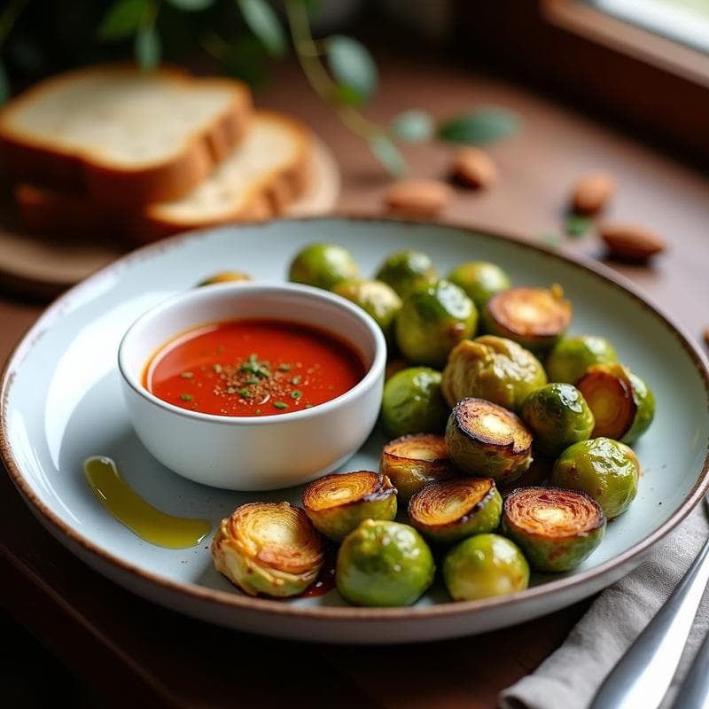 Brotas de Bruselas Asadas con Salsa Romesco: Receta en Airfryer y Vegana con Toque Español