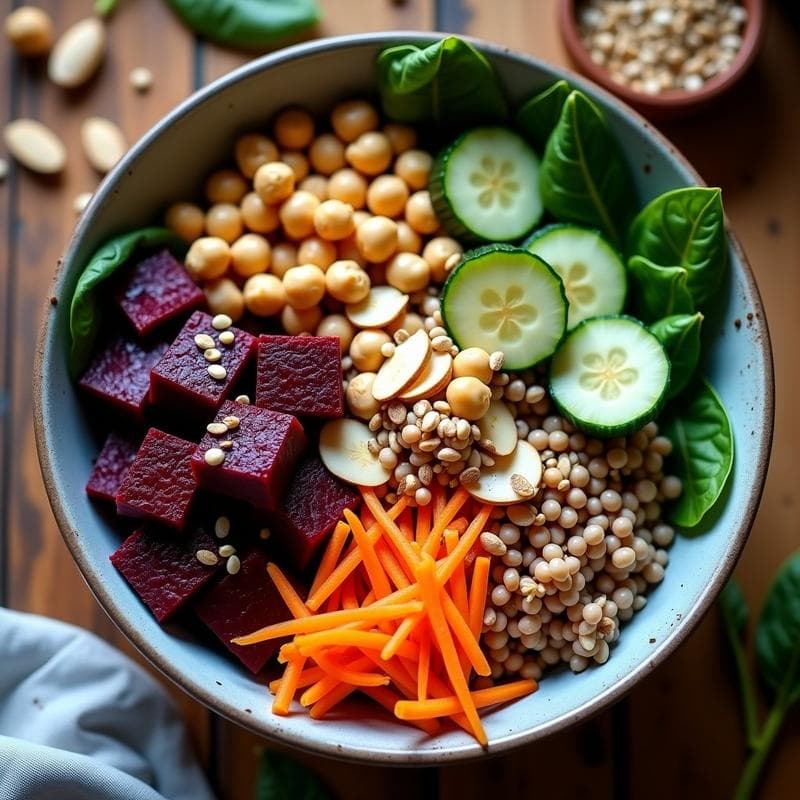Buddha Bowl de Arroz Salvaje y Remolacha ahumada con Aliño de Mostaza: Receta Vegana y Colorida