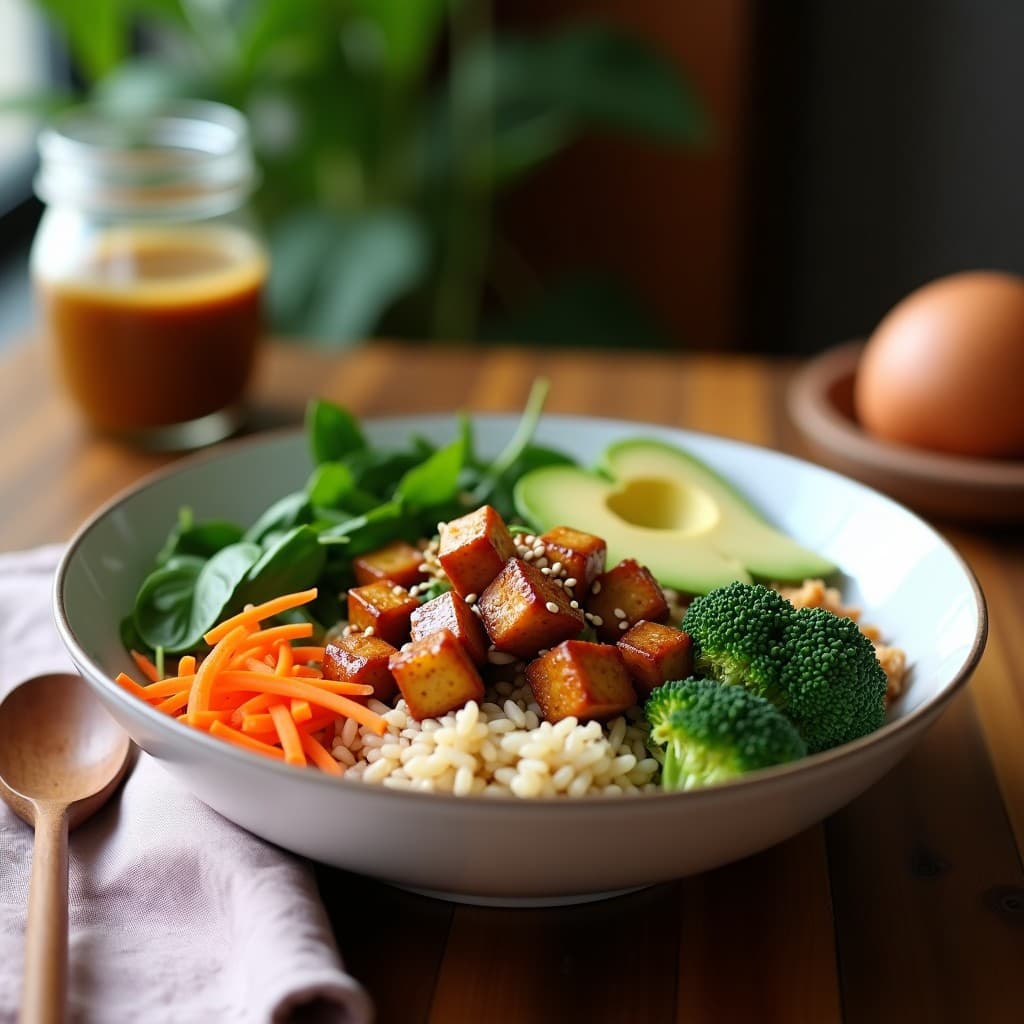 Buddha Bowl de Arroz Salvaje con Tempeh Marinado y Verduras al Vapor: Receta Vegana y Sin Gluten