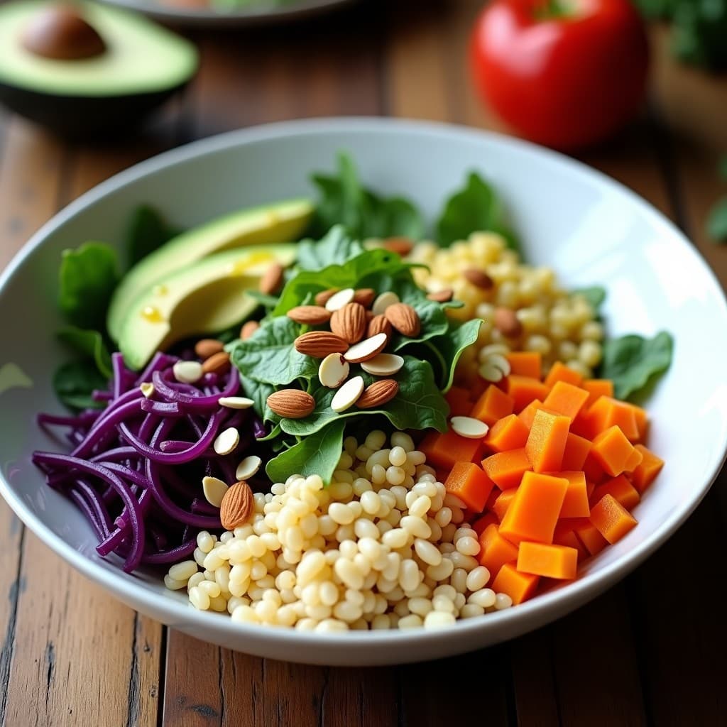 Buddha Bowl de Mijo y Espárragos Blancos con Aderezo de Vinagre de Sidra y Mostaza de Dijon