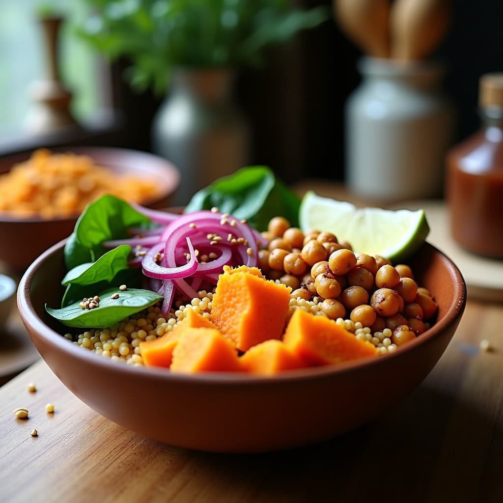 Buddha Bowl de Mijo y Plato de Sudáfrica con Aderezo de Tamarindo: Receta Vegana en Thermomix
