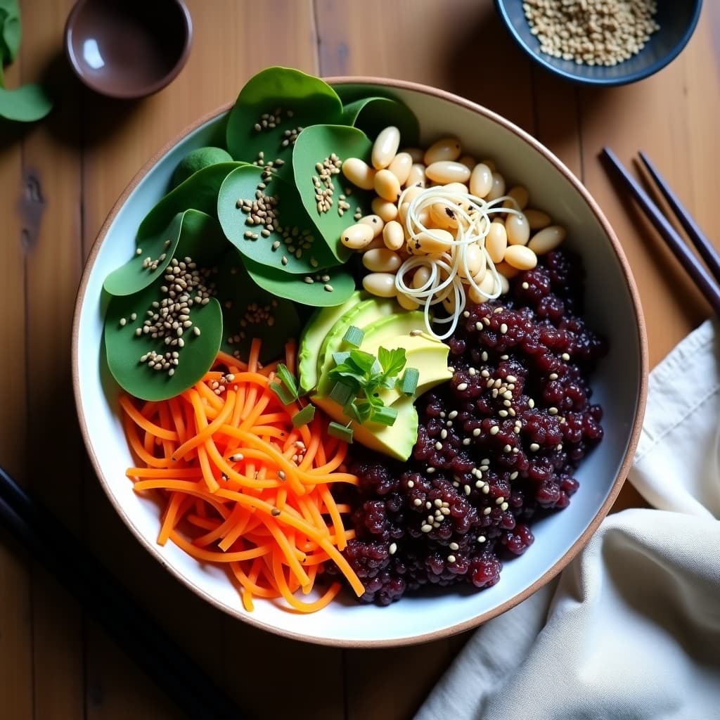 Buddha Bowl de Quinoa Negra y Ciruelas Umeboshi: Receta Japonesa Sin Gluten y Rica en Omega-3