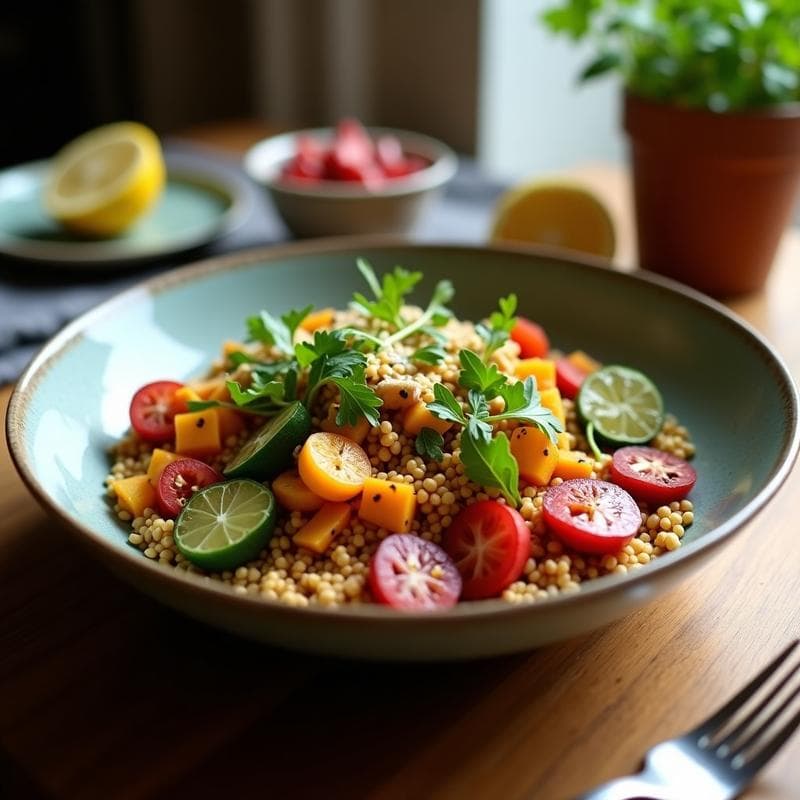 Buddha Bowl de Teff y Verduras Asadas con Tahini de Limón: Receta Etiopí Vegana y Sin Gluten