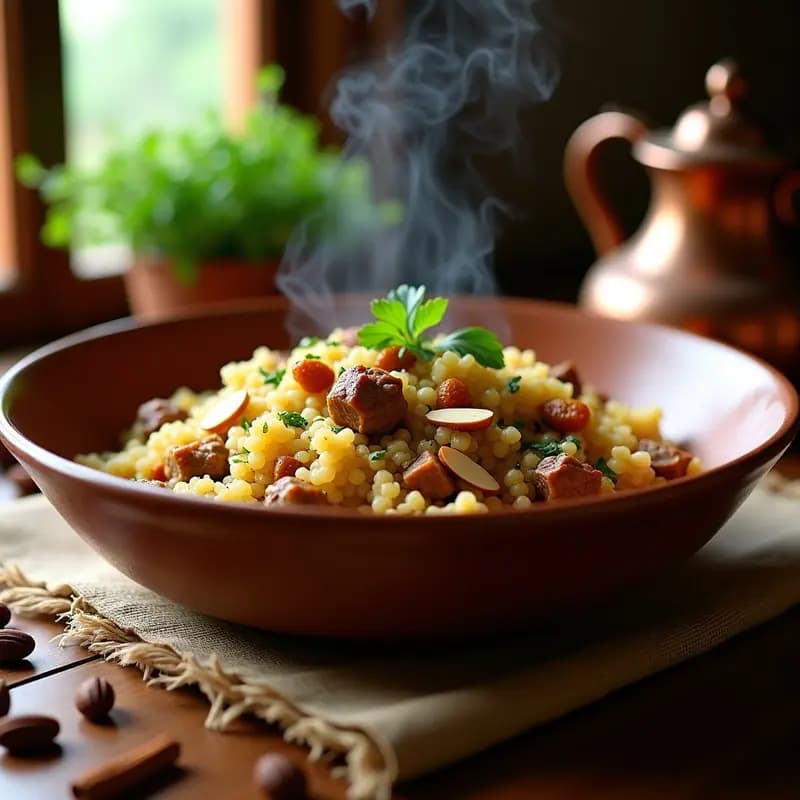 Bulgur con Cordero y Pasas: Receta Armenia en Olla Rápida con Especias Orientales
