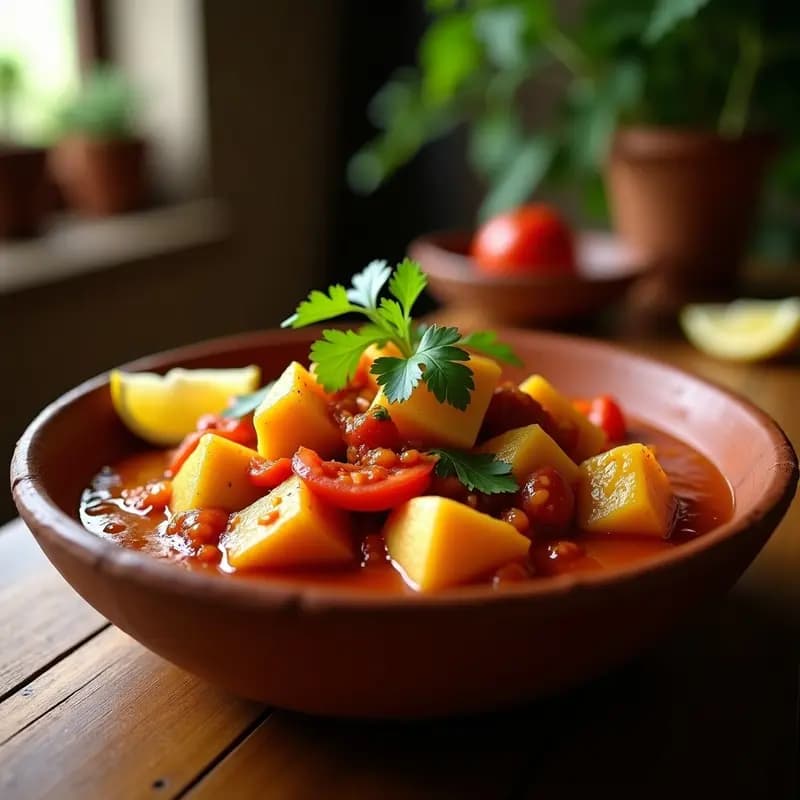 Buli Na Maze de Yuca y Bacalao: Receta Congo en Salsa de Tomate y Cebolla Picante