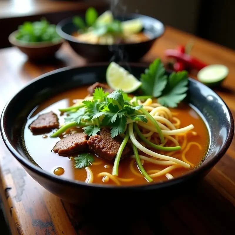 Bun Bo Hue con Fideos de Calabacín: Receta Vietnamita Keto con Carne y Especias