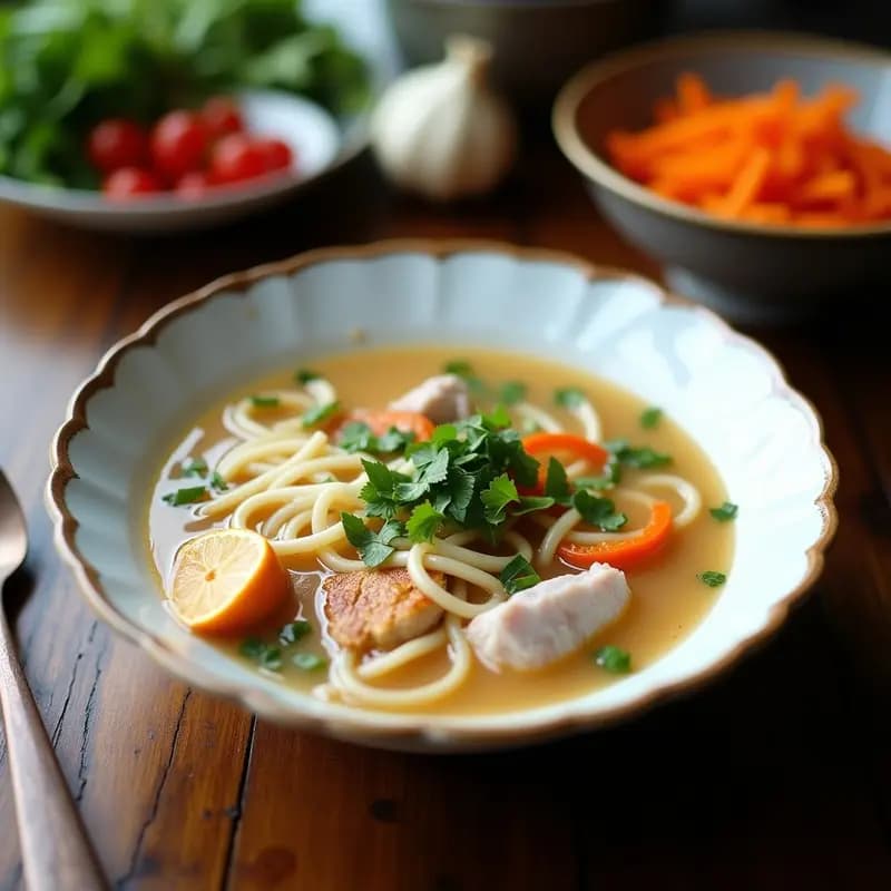 Bun boil Hog de Singapore: Sopa de Fideos con Cerdo y Mariscos en Caldo de Leche de Coco