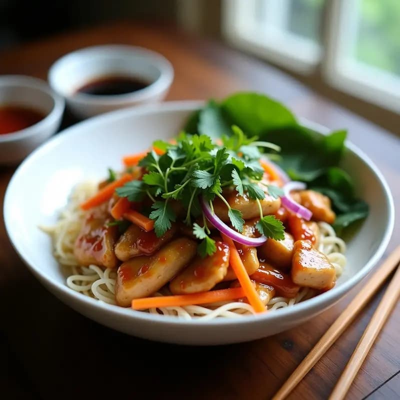 Bun Cha de Pollo Marinado con Hierbas Vietnamese: Receta en Wok Rápida