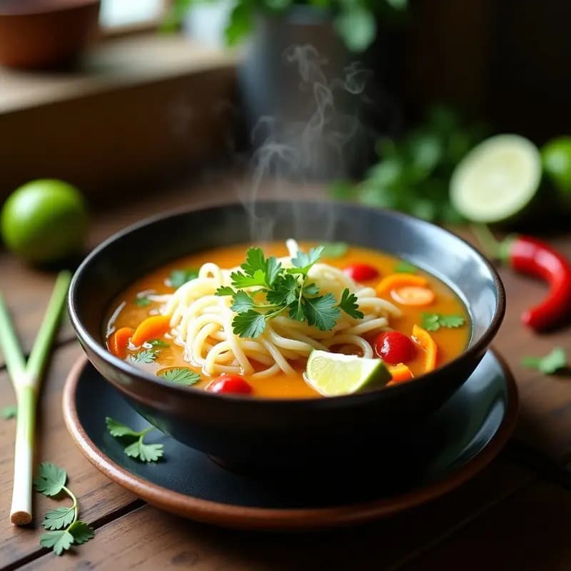 Bunn Chorr: Sopa Camboyana de Fideos de Arroz y Verduras con Limón y Chile