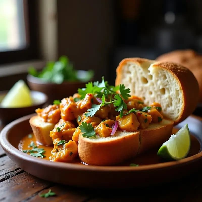 Bunny Chow Sudafricano con Curry de Pollo: Receta Picante y Reconfortante en Pan