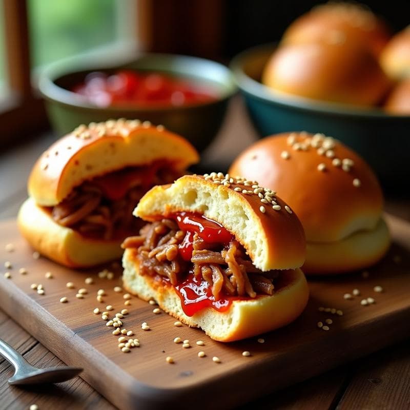 Buns de Brioche Rellenos de Cerdo Desmenuzado y Mojo Picón: Receta Canaria en Olla Lenta