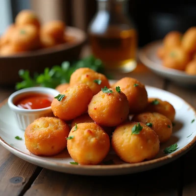 Buñuelos de Bacalao con Salsa Brava: Aperitivo Tradicional en Airfryer y Sin Aceite Frito