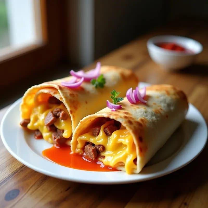 Burrito de Desayuno con Chorizo, Huevo y Queso Fundido: El Desayuno que Te Carga de Energía