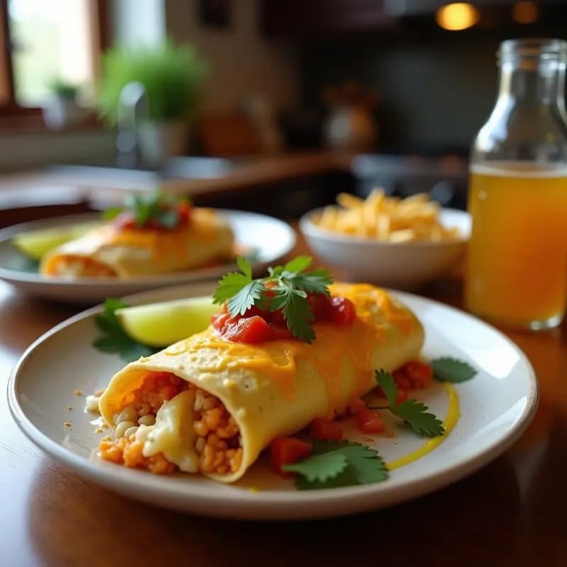 Burrito de Desayuno con Hash Browns, Queso y Salsa Hollandesa: Bomba Calórica para Empezar el Día