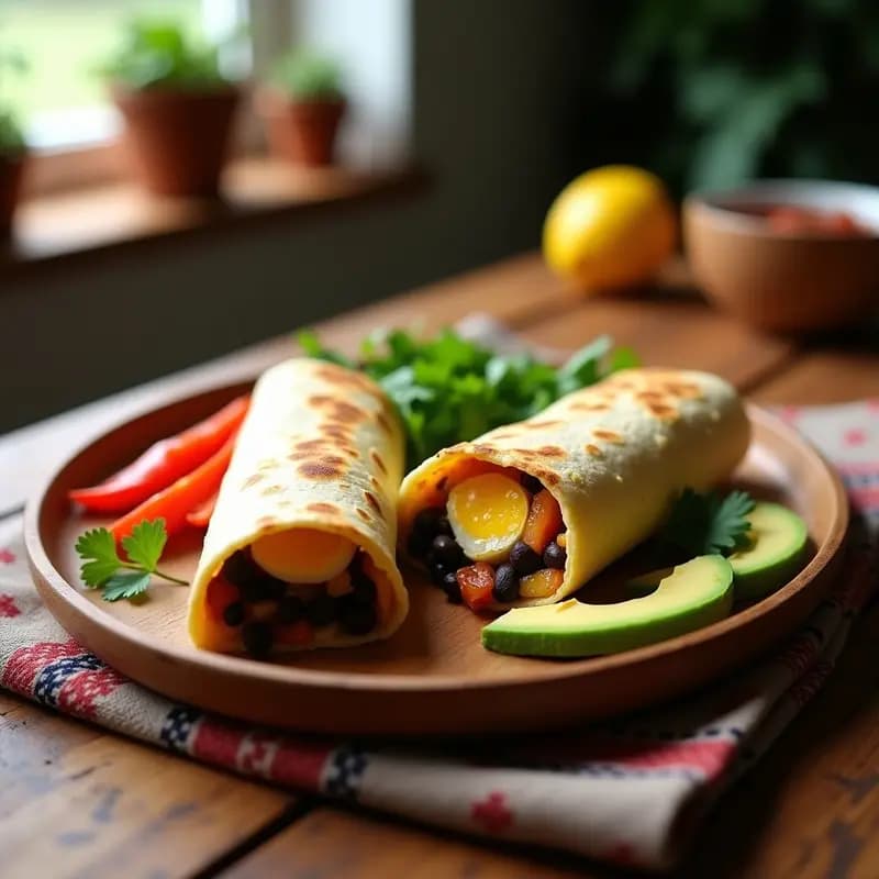 Burrito de DESAYUNO con Huevos de Lino: Receta Mexicana Vegana y Alta en Proteína