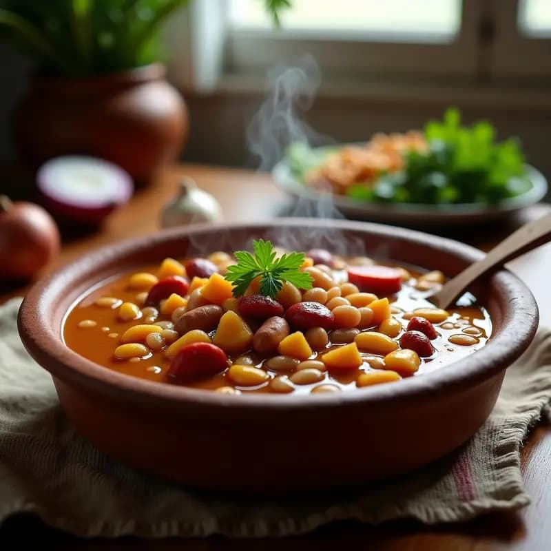 Cachupa Caboverdiana: Estofado de Maíz y Frijoles con Chorizo
