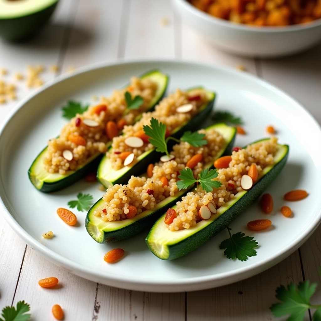 Calabacines Rellenos de Quinoa y Pasas al Vapor: Receta Vegana y Sin Aceite
