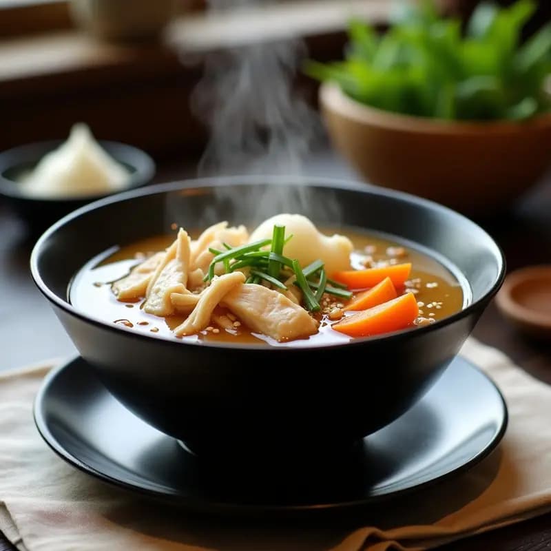 Phoebe Law Hae Juk Caldo Coreano de Seta Algodón y Pollo: Sopa Reconfortante con Jengibre