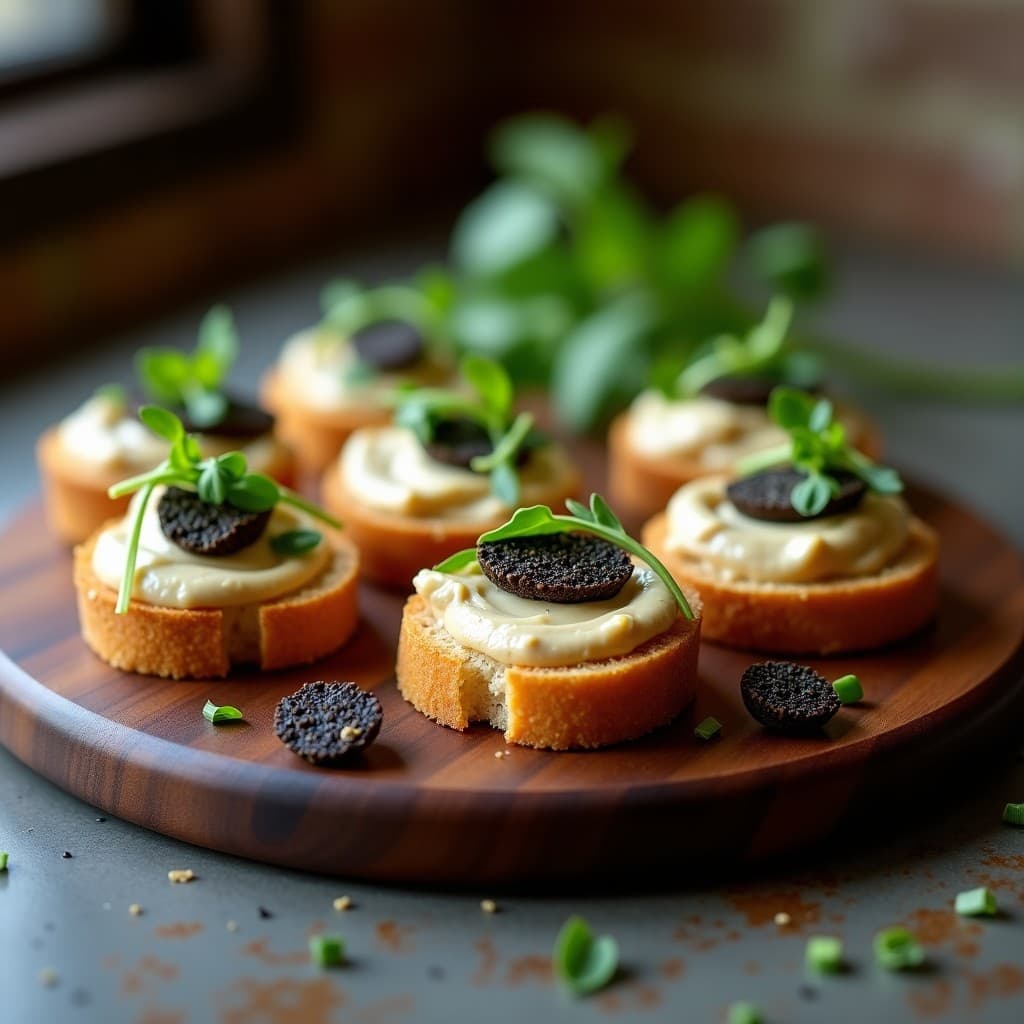Canapés de Pan de Avena con Paté de Alcachofas y Trufa Negra: Entrante Francés Sin Gluten
