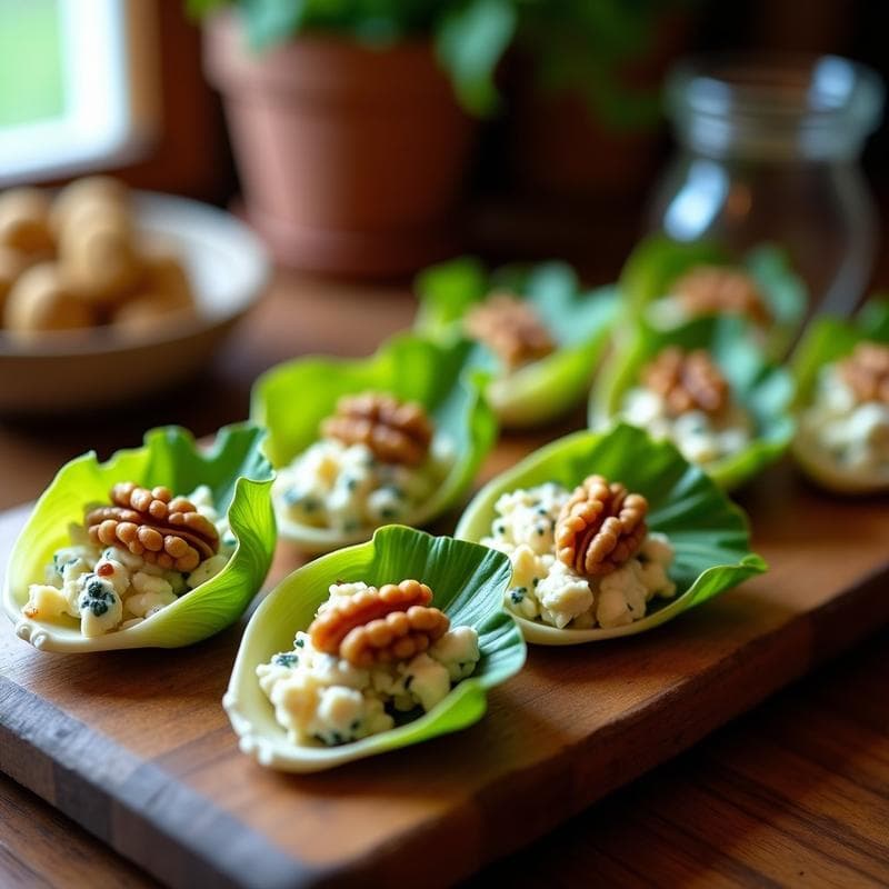 Canapés de Endivias con Queso Azul y Nueces: Aperitivo Gourmet Sin Gluten en 10 Minutos