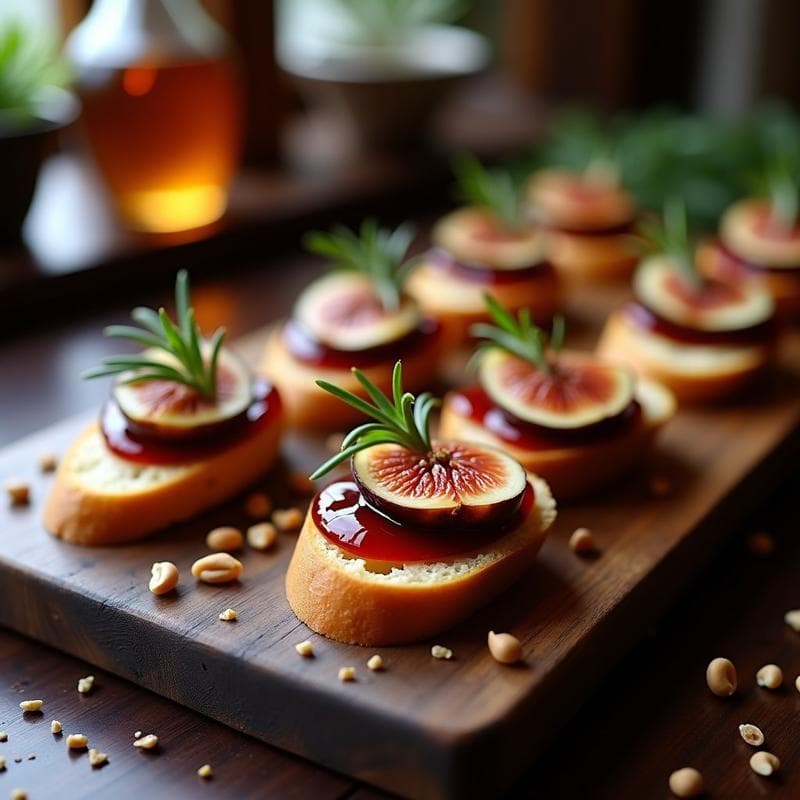 Canapés de Higo y Queso de Cabra con Reducción de Vino Tinto: Aperitivo Francés Gourmet