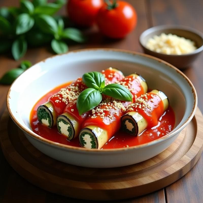 Canelones de Berenjena con Ricotta de Anacardos y Salsa de Tomate: Receta Vegana y Sin Gluten en 40 Minutos