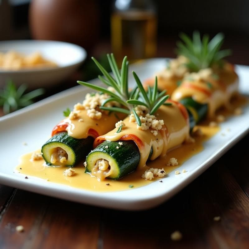 Canelones de Calabacín Rellenos de Hongos Portobello: Receta Keto Sin Pasta