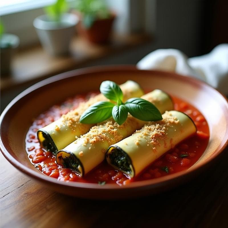 Canelones de Calabacín con Relleno de Tofu Ahumado y Espinacas: Receta Keto en Thermomix