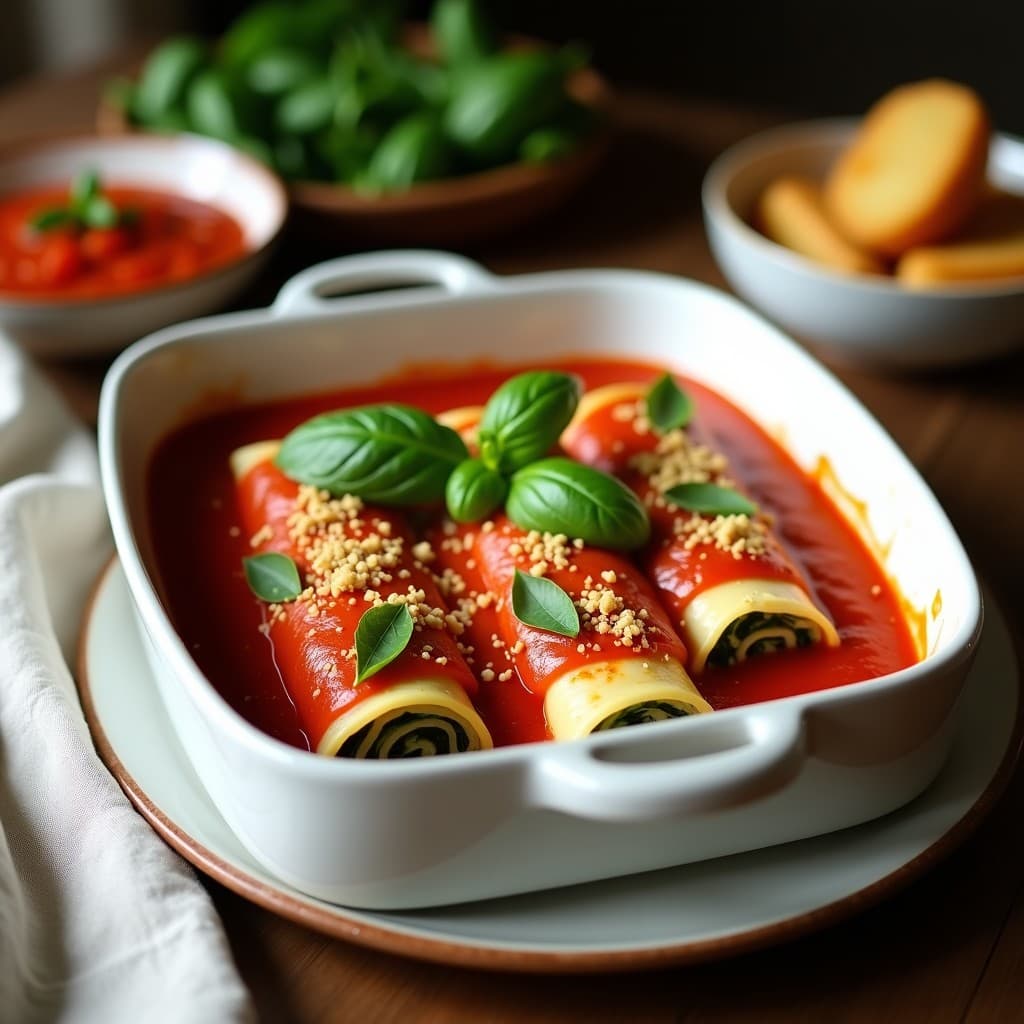 Canelones de Espinacas y Queso de Caju con Salsa de Tomate Casera: Receta Italiana Vegana en Thermomix