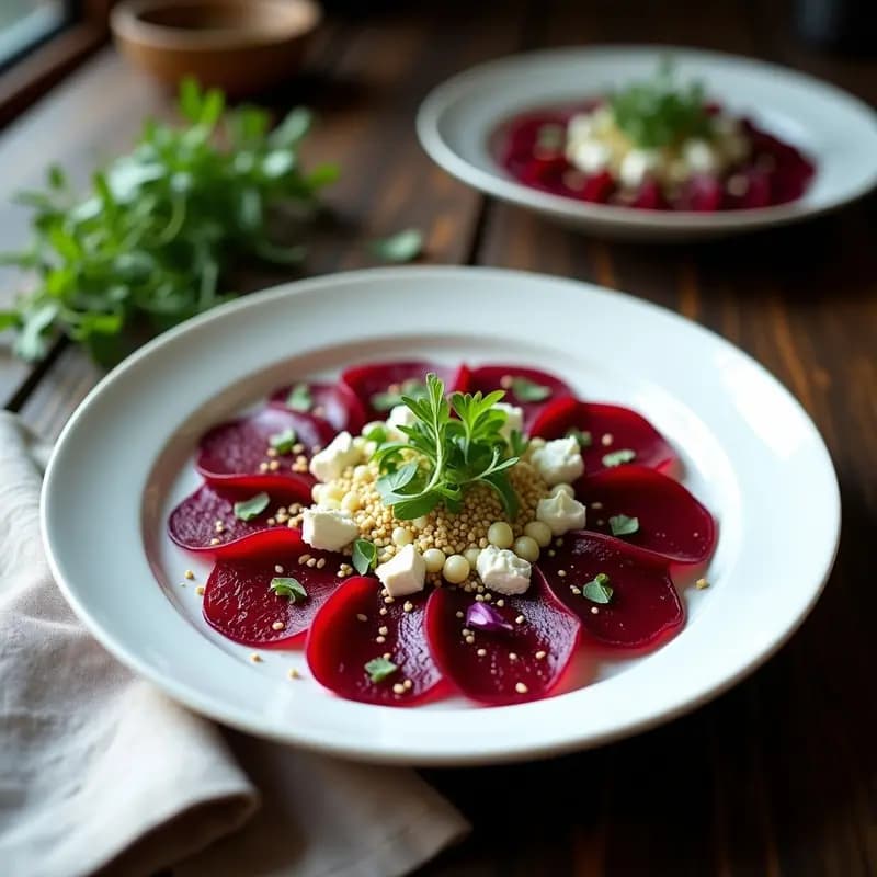 Carpaccio de Remolacha y Queso de Cabra: Entrante Italiano Crudivegano y Sin Gluten