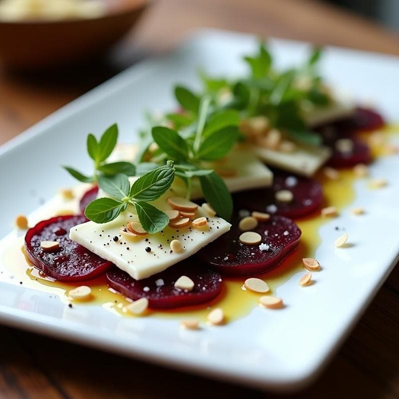 Carpaccio de Remolacha y Queso de Oveja con Rúcula: Entrante Italiano Sin Cocción
