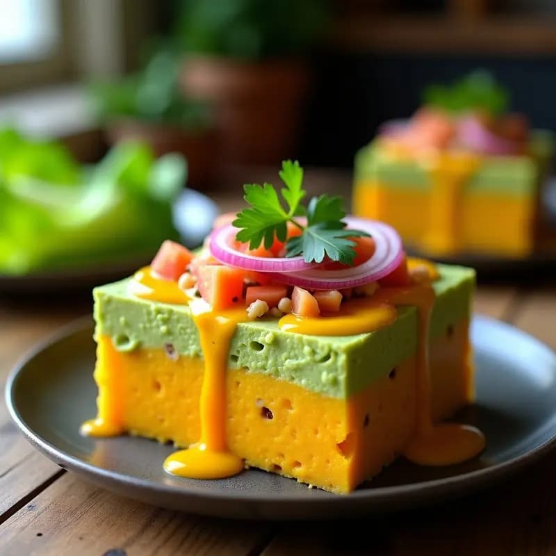 Causa de Lentejas y Aguacate con Ají Amarillo: Versión Vegana del Clásico Peruano