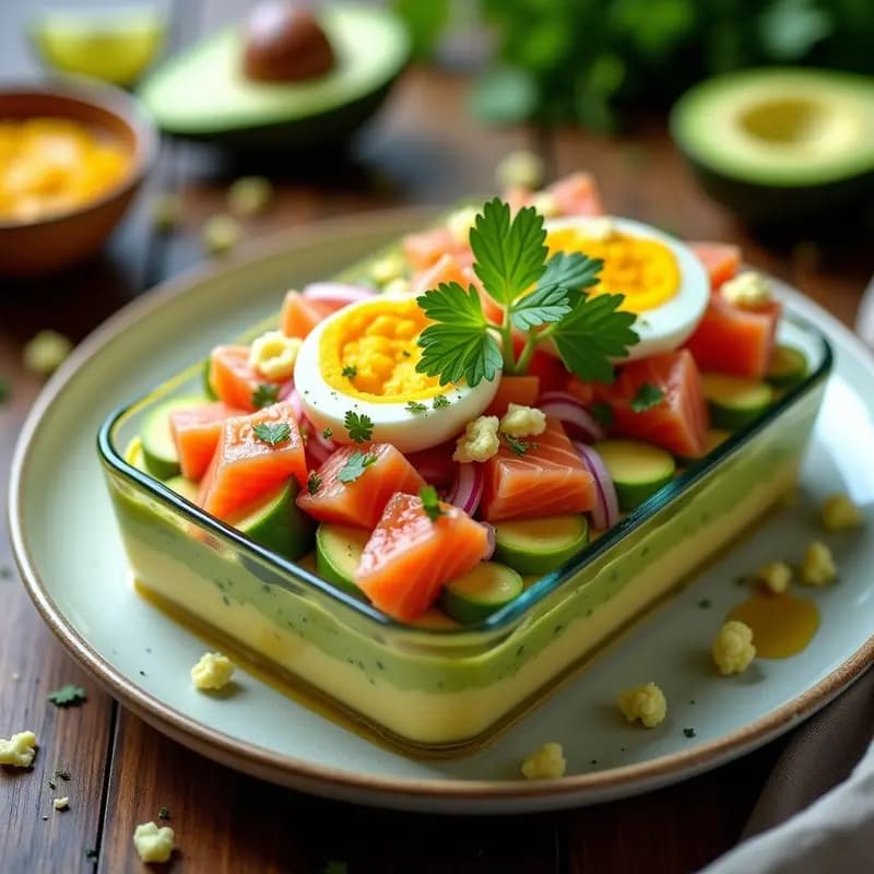 Causa Limeña de Salmón y Palta: Entrante Peruano Sin Cocción y Keto