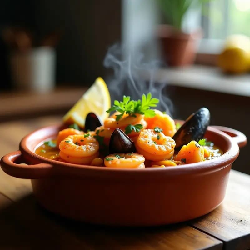 Cazuela de Mariscos con Cúrcuma: Receta en Airfryer Sin Aceite y Alta en Proteína