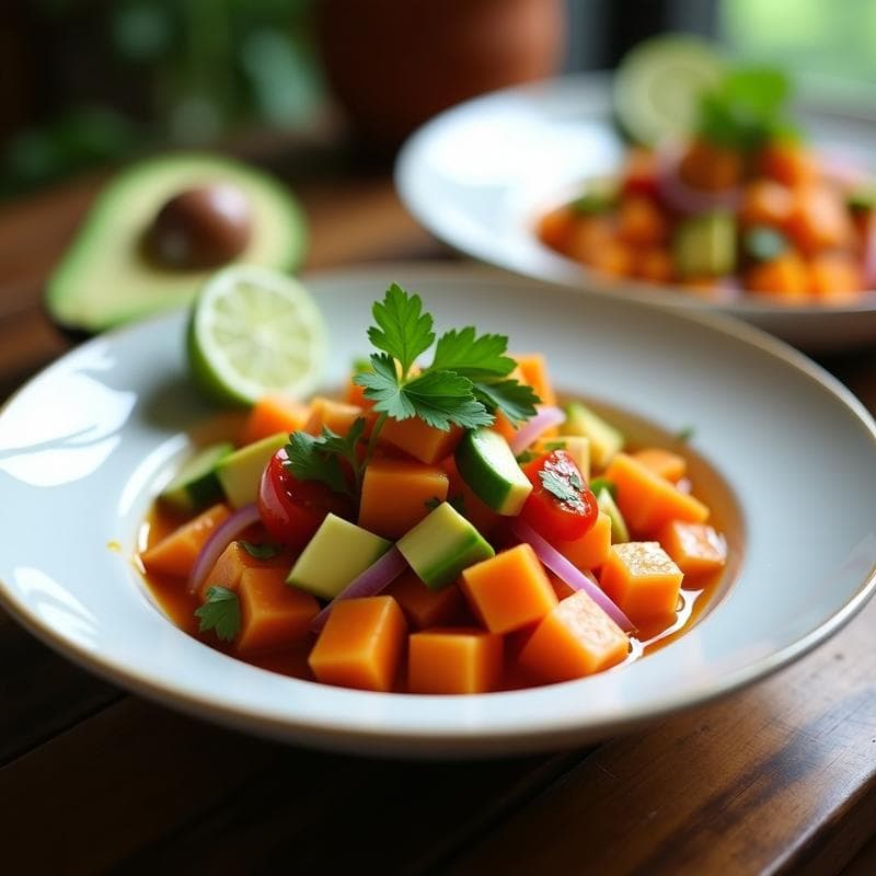 Cebiche Vegano de Papaya y Aguacate: Receta Fresca y Alta en Vitaminas en 15 Minutos