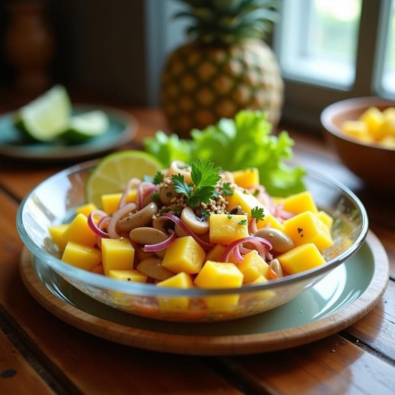 Cebiche Vegano de Piña y Mango: Receta con Umami en 15 Minutos Sin Pescado