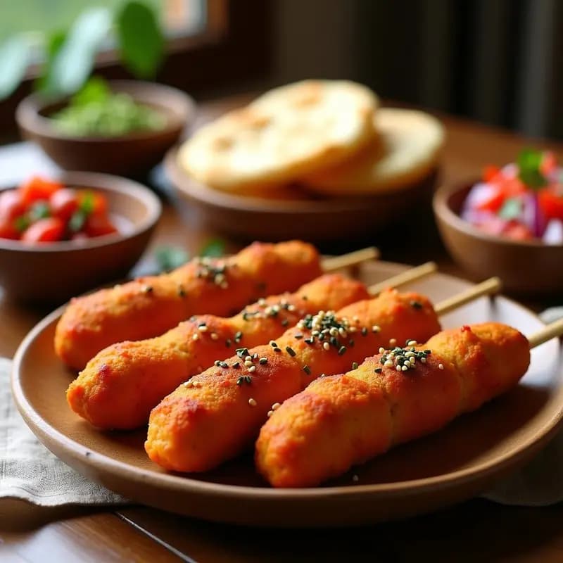 Cevapi de Garbanzos y Pimentón: Brochetas Balcánicas Veganas en Airfryer