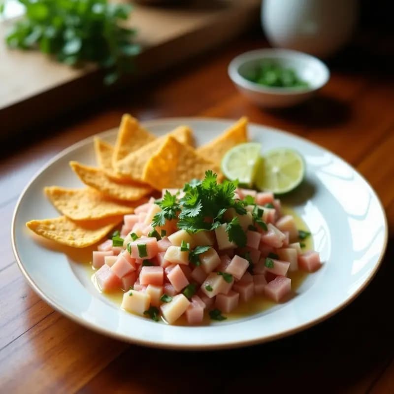 Ceviche de Atún con Leche de Coco y Chip de Yuca: Receta Peruana sin Gluten en Airfryer