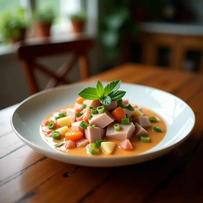 Ceviche de Atún con Leche de Coco y Cítricos: Receta Peruana Tropical y Fresca