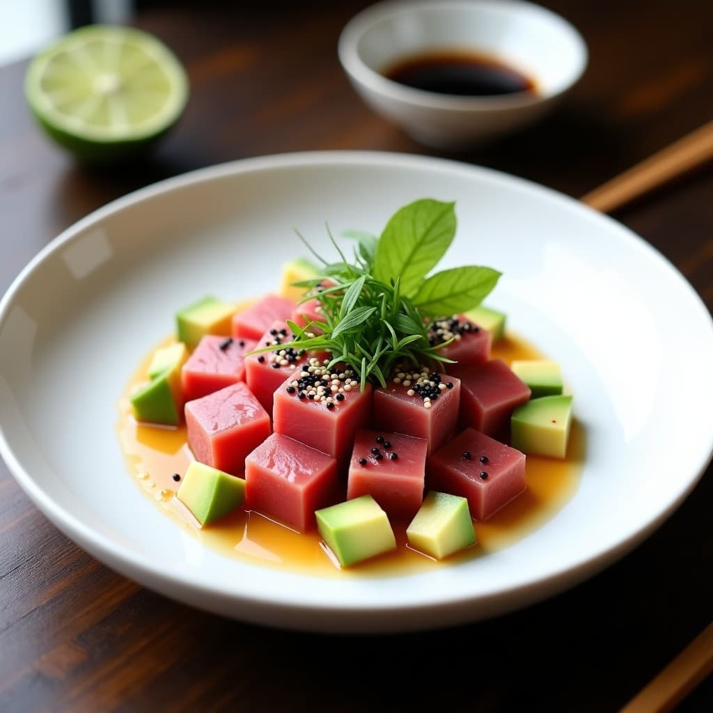 Ceviche de Atún Rojo con Leche de Limón y Aguacate: Receta Japonesa en 15 Minutos