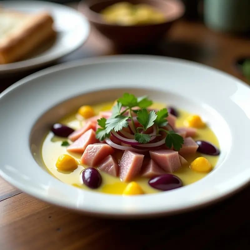 Ceviche de Atún con Salsa de Suero de Leche y Cebolla Morada: Receta Peruana Innovadora