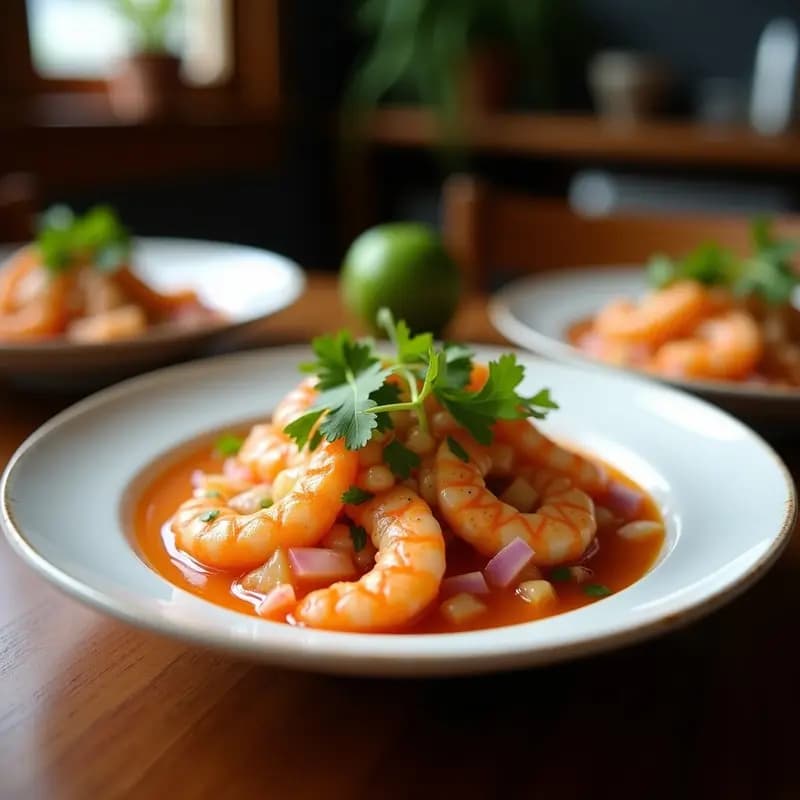 Ceviche de Camarón al Estilo Veracruzano: Receta Mexicana con Leche de Coco y Chile de Árbol