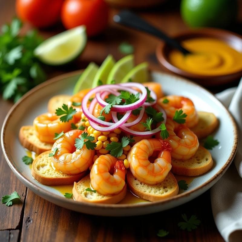 Ceviche de Camarones al Ají Amarillo: Receta Peruana en 15 Minutos con Toque Picante