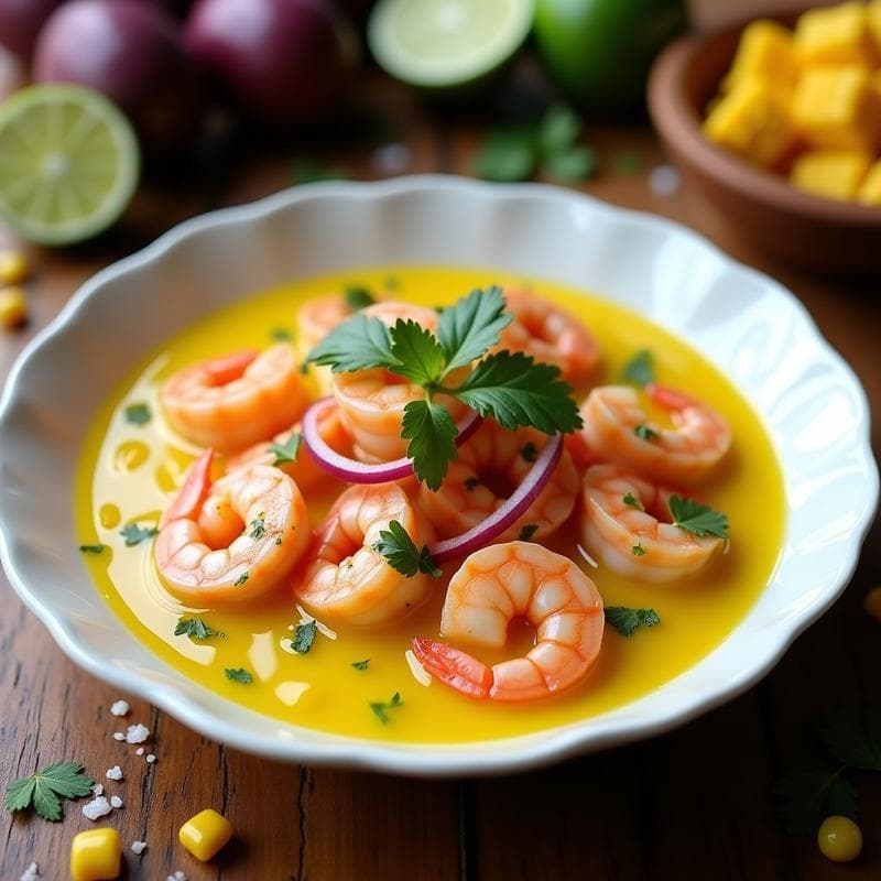 Ceche de Camarón con Leche de Tigre de Maracuyá: Receta Peruana Ácida y Refrescante