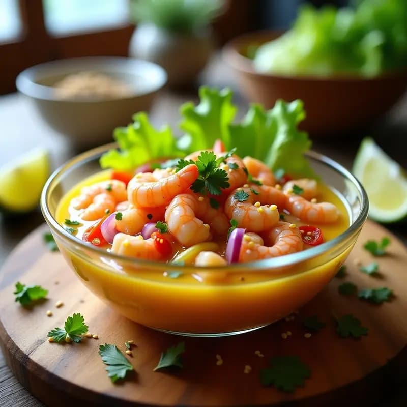 Ceiche de Camarones al Estilo Peruano con Leche de Tigre: Receta Fresca y Ácida en 15 Minutos